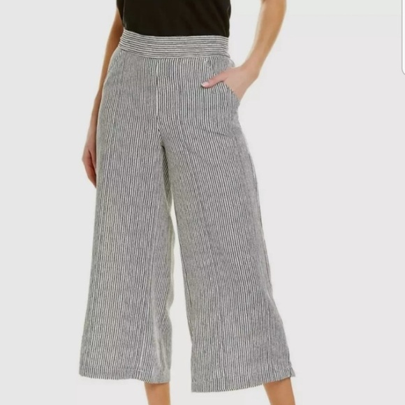 Max Studio Stripe Polka dot Wide Leg  Flare Crop Casual Pants Trousers NWT - Picture 1 of 7